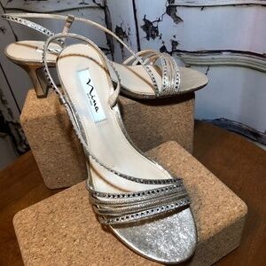 Nina Abbi Asymmetrical Evening Sandal Gold